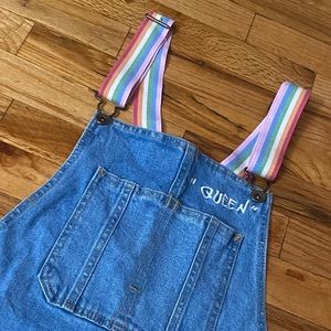 Blue Demin Short Overalls w Pride Rainbow